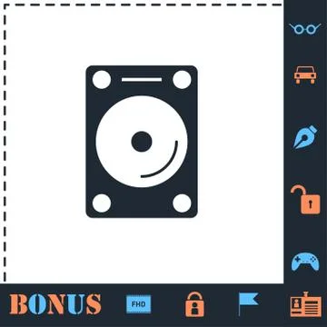 Hard drive icon flat Stock Illustration