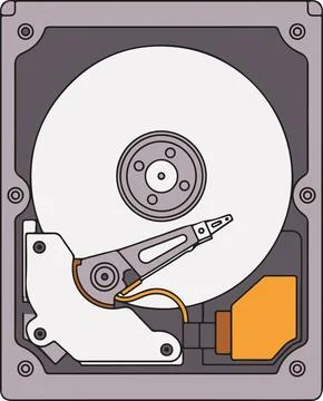 Hard drive internal components, minimal simple vector illustration Stock Illustration