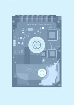 Hard Drive Internal Components X-Ray View Stockillustratie