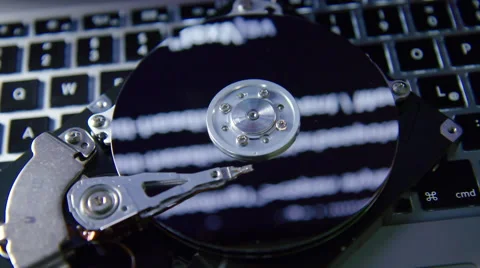 Hard Drive on a Keyboard Stock Footage 60999592