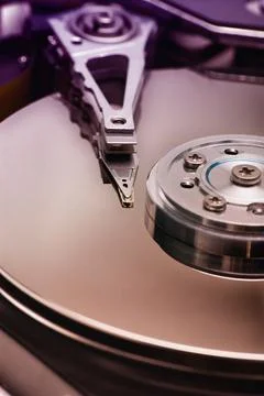 Hard Drive Macro Close-Up of Data Storage Technology Stock Photos