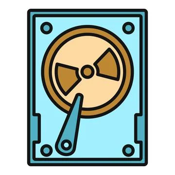 Hard drive with radiation disk symbol storing critical data 스톡 일러스트