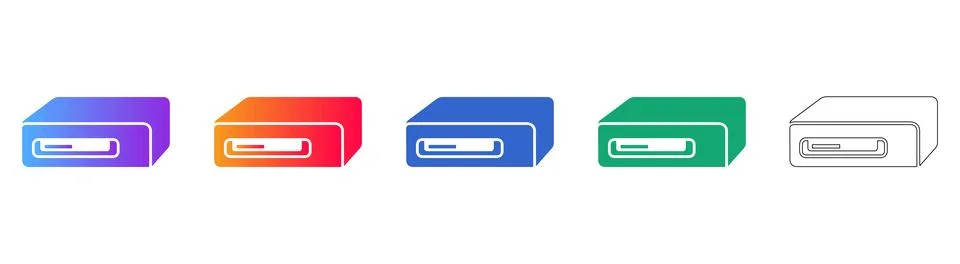 Hard Drive Storage Device Icon Set Illustrazione stock