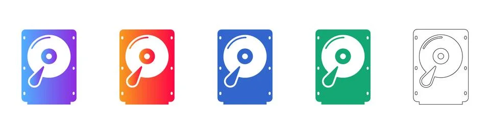 Hard Drive Storage Device Icon Collection Stock Illustration