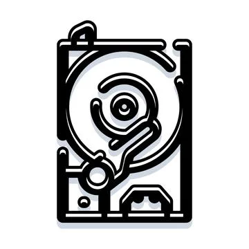 Hard drive storage device icon illustrating technology and data Stock Illustration