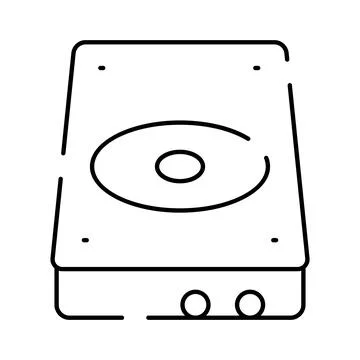 Hard drive storage device line art icon Illustrazione stock