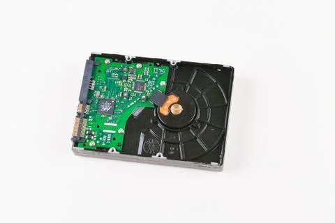 Hard drive on a white background. Computer hard drive on a white background.  Stock Photos