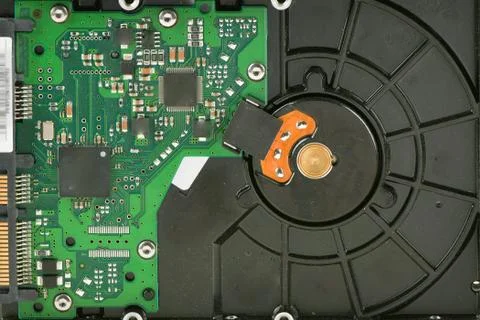 Hard drive on a white background. Computer hard drive on a white background.  Stock Photos