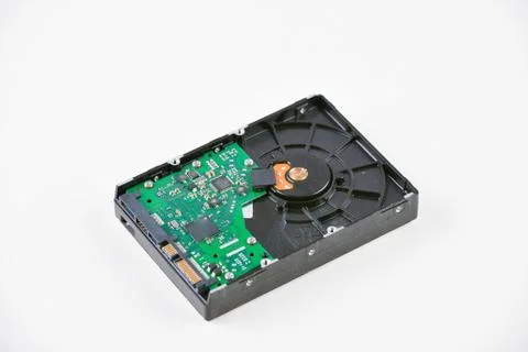 Hard drive on a white background. Computer hard drive on a white background.  Stock Photos
