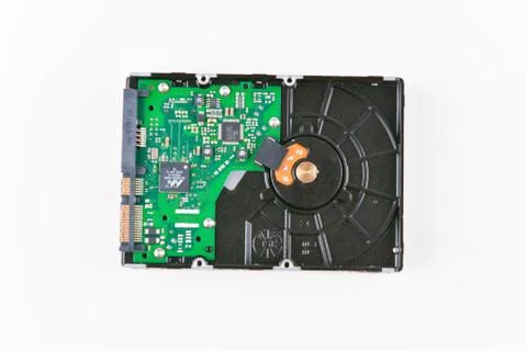 Hard drive on a white background. Computer hard drive on a white background.  Stock Photos