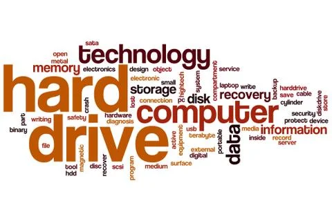Hard drive word cloud Illustrazione stock