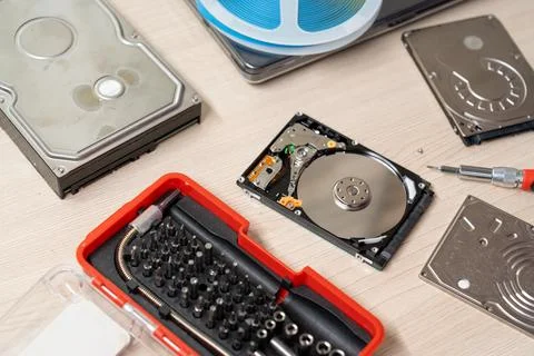 Hard Drive, Working, Reparing, Writing, Reading. Stock Photos