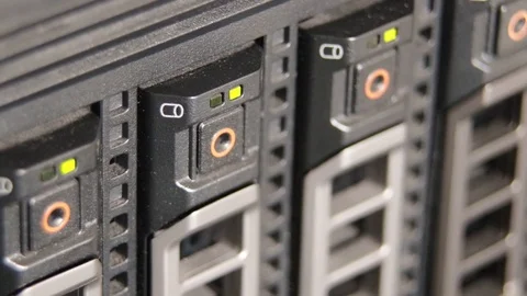 Hard drives in a file server Stock Footage 92781614