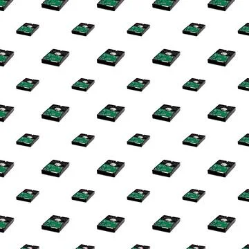 Hard drives on white background isolated, wallpaper, texture, pattern Stock Illustration