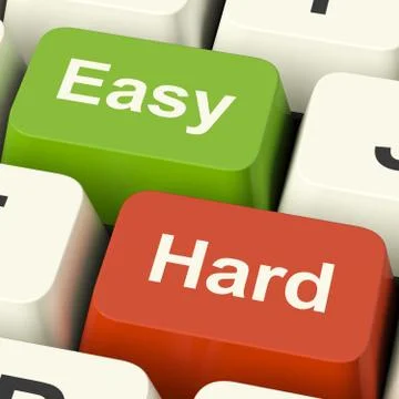 Hard easy computer keys showing the choice of difficult or simple way Stock-Illustration
