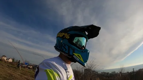 Hard Enduro Pilot  before the race slowmotion Stock Footage 150744411
