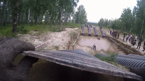 Hard game, descent on the pipe Stock Footage 127708268