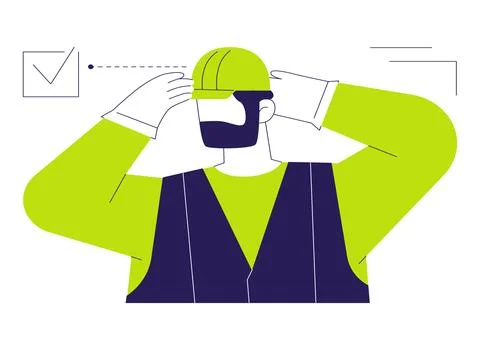 Hard hat abstract concept vector illustration. Stock Illustration