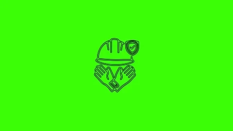 Hard Hat and Gloves Safety Icon on Green Screen Background Stock-Footage 333546763