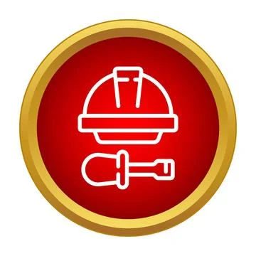Hard hat and screwdriver representing repair and maintenance service Stock Illustration