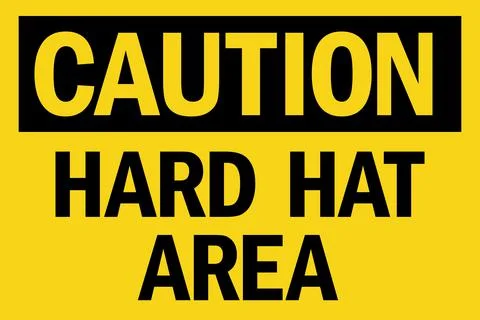 Hard hat area caution sign. Illustrazione stock
