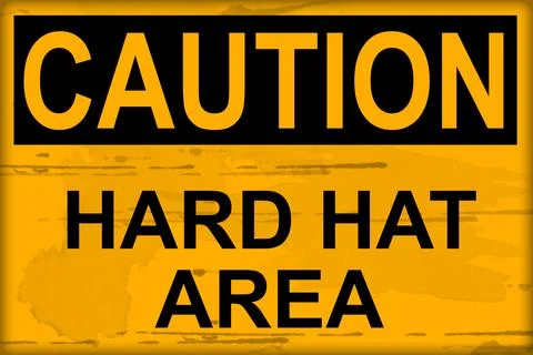 Hard hat area caution sign Illustrazione stock