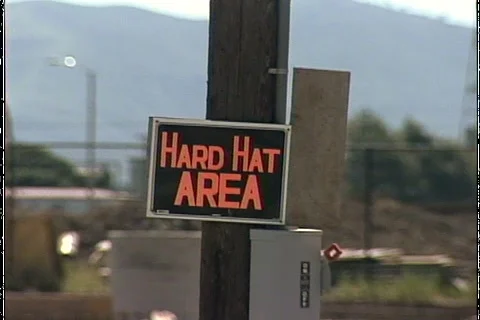 HARD HAT AREA Stock Footage 1049581