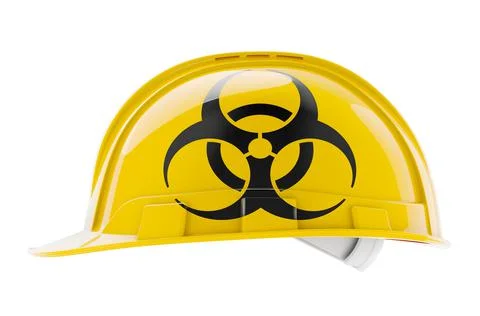 Hard hat with biohazard flag, 3D rendering Stock Illustration