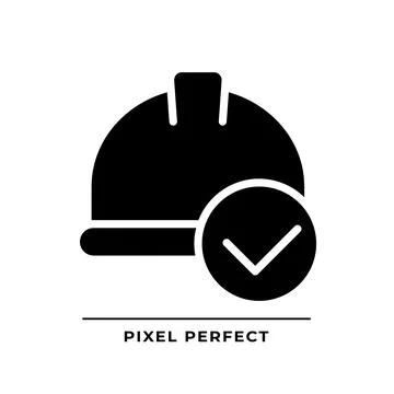 Hard hat with check mark black glyph icon 스톡 일러스트