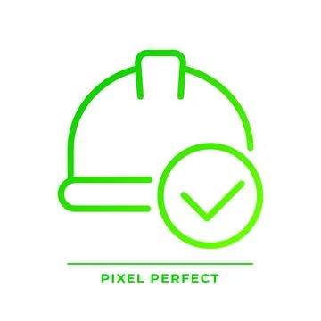Hard hat with check mark pixel perfect gradient linear vector icon 스톡 일러스트