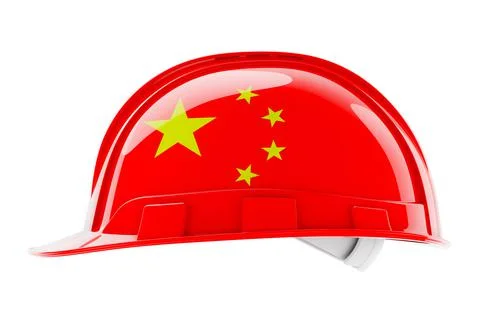 Hard hat with Chinese flag, 3D rendering Ilustración de archivo