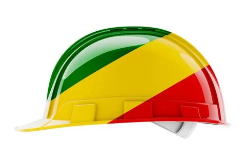 Hard hat with Congo flag, 3D rendering Hard hat with Congo flag, 3D render... Foto stock
