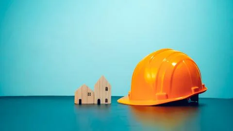 Hard hat for construction site workers and for engineers or workers, Standa.. Stock Photos