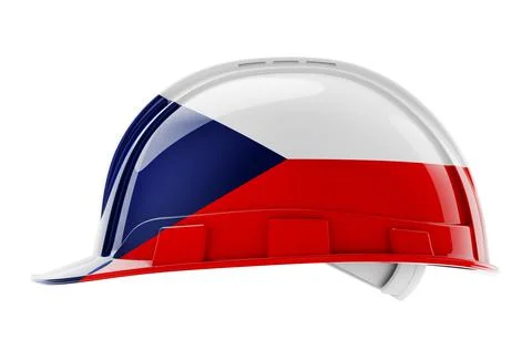 Hard hat with Czech Republic flag, 3D rendering Stock Illustration