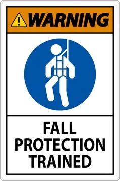 Hard Hat Decals, Warning Fall Protection Trained Stock Illustration