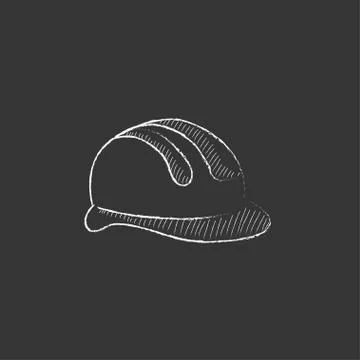 Hard hat. Drawn in chalk icon Stock Illustration