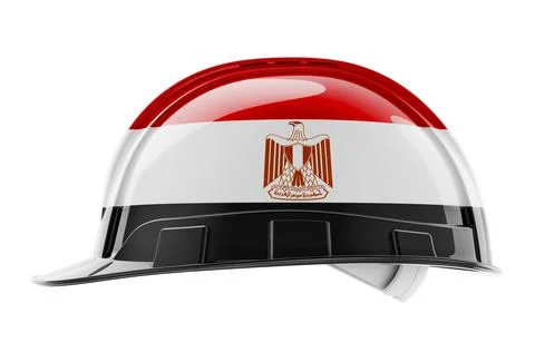 Hard hat with Egyptian flag, 3D rendering Stock Illustration