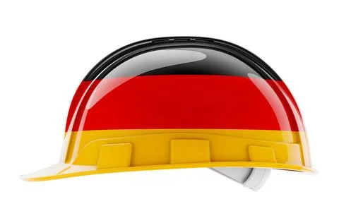 Hard hat with German flag, 3D rendering Hard hat with German flag, 3D rend... Stock Photos