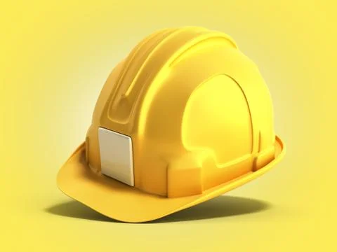 Hard hat helmet Construction tools 3d render on yellow gradient Stock Illustration