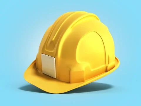 Hard hat helmet Construction tools 3d render on blue gradient Illustrazione stock