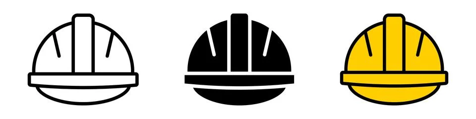 Hard hat helmet icon. Engineer cap vector illustration. Construction symbol.. Stock Illustration