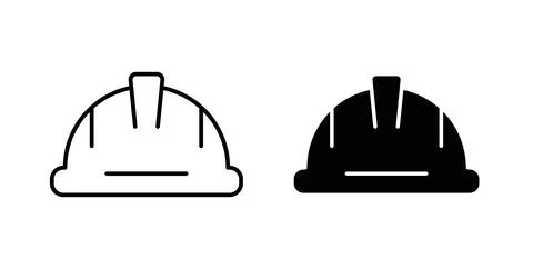 Hard hat icon collection in black, Line icons, flat symbols Stock Illustration