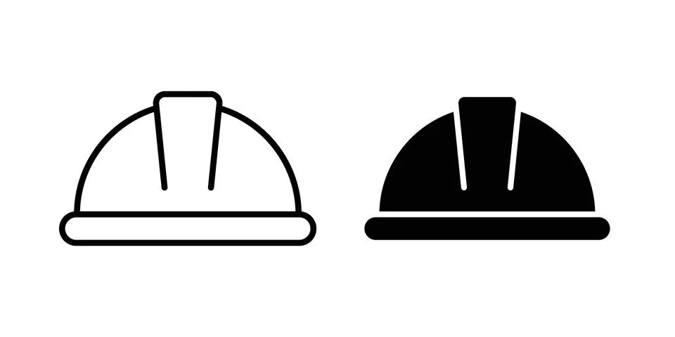 Hard hat icon pack with silhouette and stroke web icons Stock Illustration