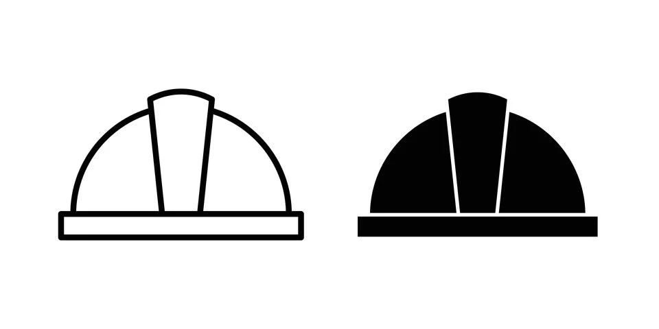 Hard hat icon symbol. Flat and Stroke Vector illustration Stock Illustration