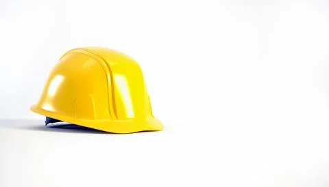 Hard hat isolated on white. 3d render. Yellow helmet for Labour Day concept Stock Illustration