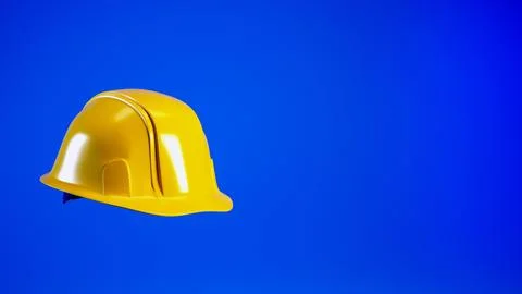 Hard hat isolated on white. 3d render. Yellow helmet for Labour Day concept Stock Illustration