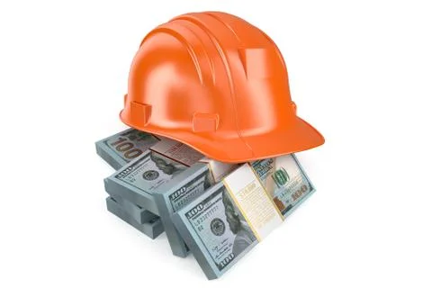 Hard hat with money Stock Illustration