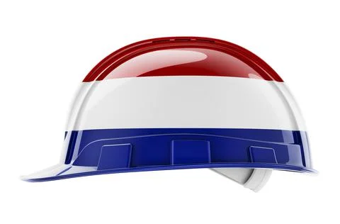 Hard hat with Netherlands flag, 3D rendering Stock Illustration