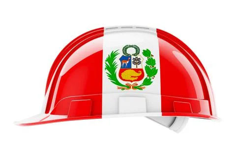 Hard hat with Peruvian flag, 3D rendering Stock Illustration