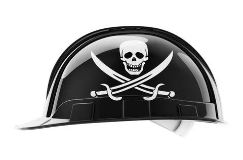 Hard hat with piracy flag, 3D rendering Hard hat with piracy flag, 3D rend... Stock Photos
